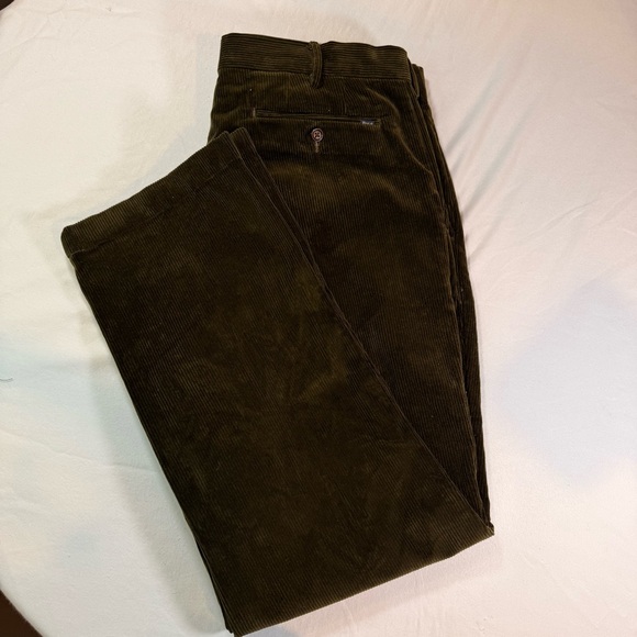 VTG Polo Ralph Lauren Olive Brown Corduroy Pants 38x30 Classic Fit Preppy Luxury